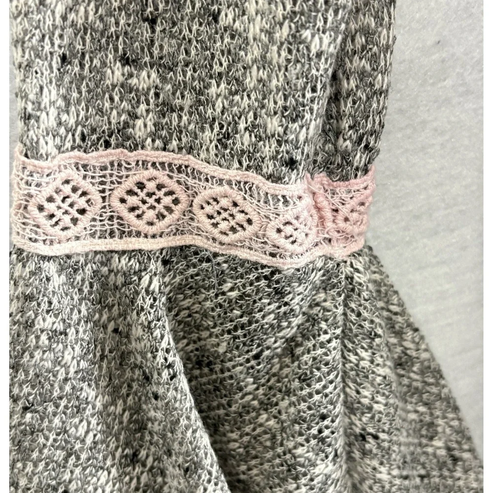 MAUVE Women Pink Lace Bell Sleeves Open Front Sweater‎ Sz M Gray Casual 21-6